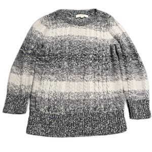 LOFT Cable Knit Sweater Women's Size XS Gray Pullover Long Sleeve Wool Blend